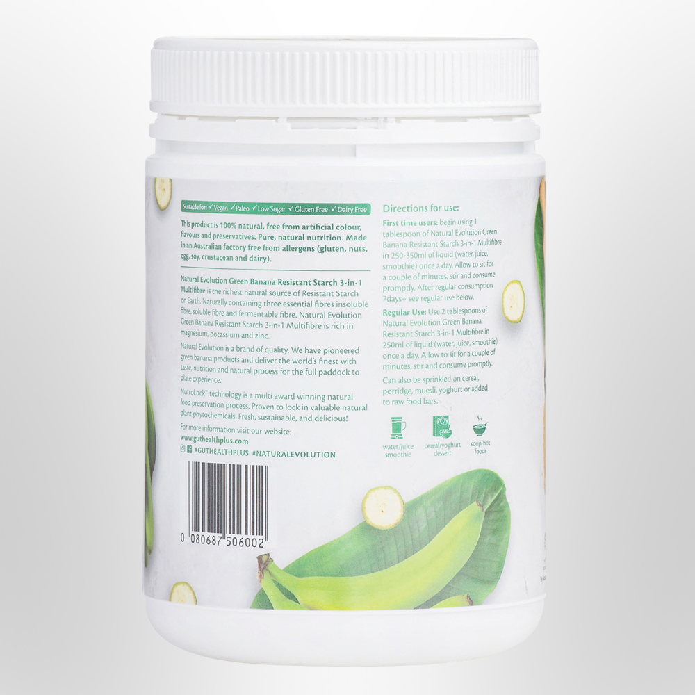 NATURAL EVOLUTION GH+ Green Banana Resistant Starch 3 in 1 Multifibre 400g