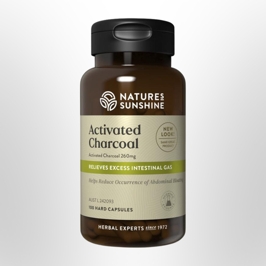 NATURES SUNSHINE Activated Charcoal 260mg 100 Caps