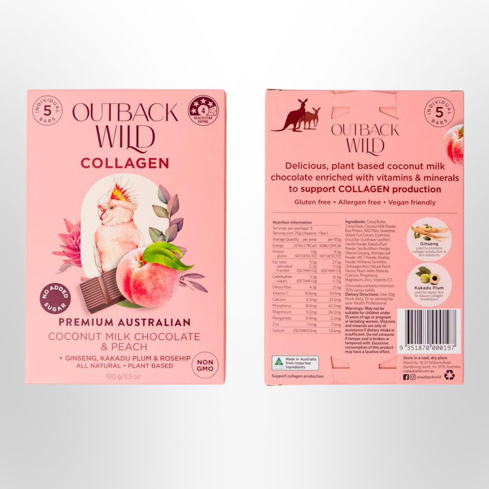 OUTBACK WILD COLLAGEN Coconut Milk Chocolate & Peach 20g x 5pk