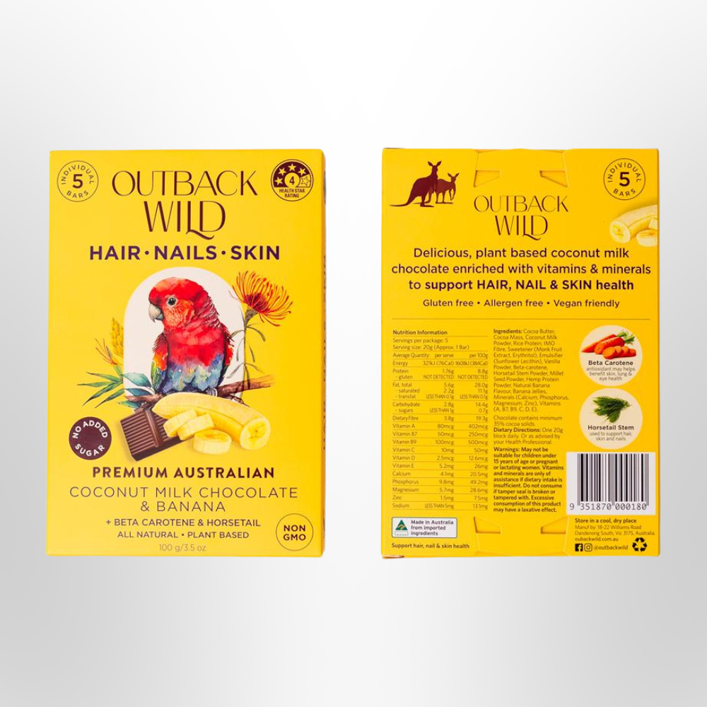 OUTBACK WILD HAIR NAILS SKIN Coconut Milk Chocolate & Banana 20g x 5pk