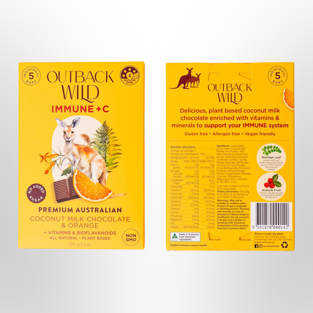 OUTBACK WILD IMMUNE Coconut Milk Chocolate & Orange 20g x 5pk