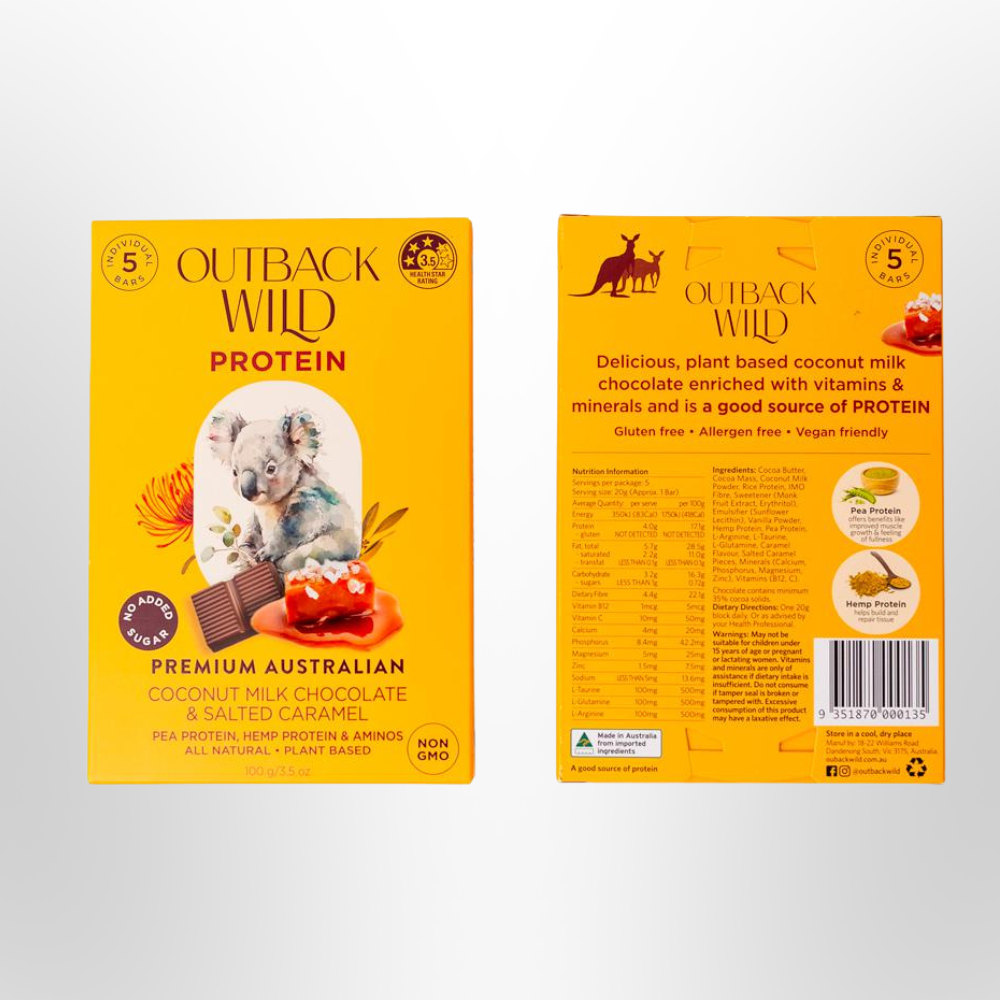 OUTBACK WILD PROTEIN Coconut Milk Chocolate & Salted Caramel 20g x 5pk