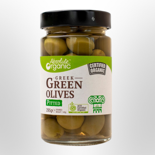 ABSOLUTE ORGANIC Greek Green Olives - Pitted Organic 295g