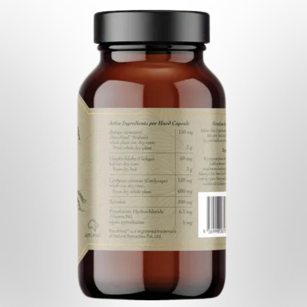 RITUA Focus BacoMind, Gingko, Cordyceps, Tyrosine, B6 60 Caps