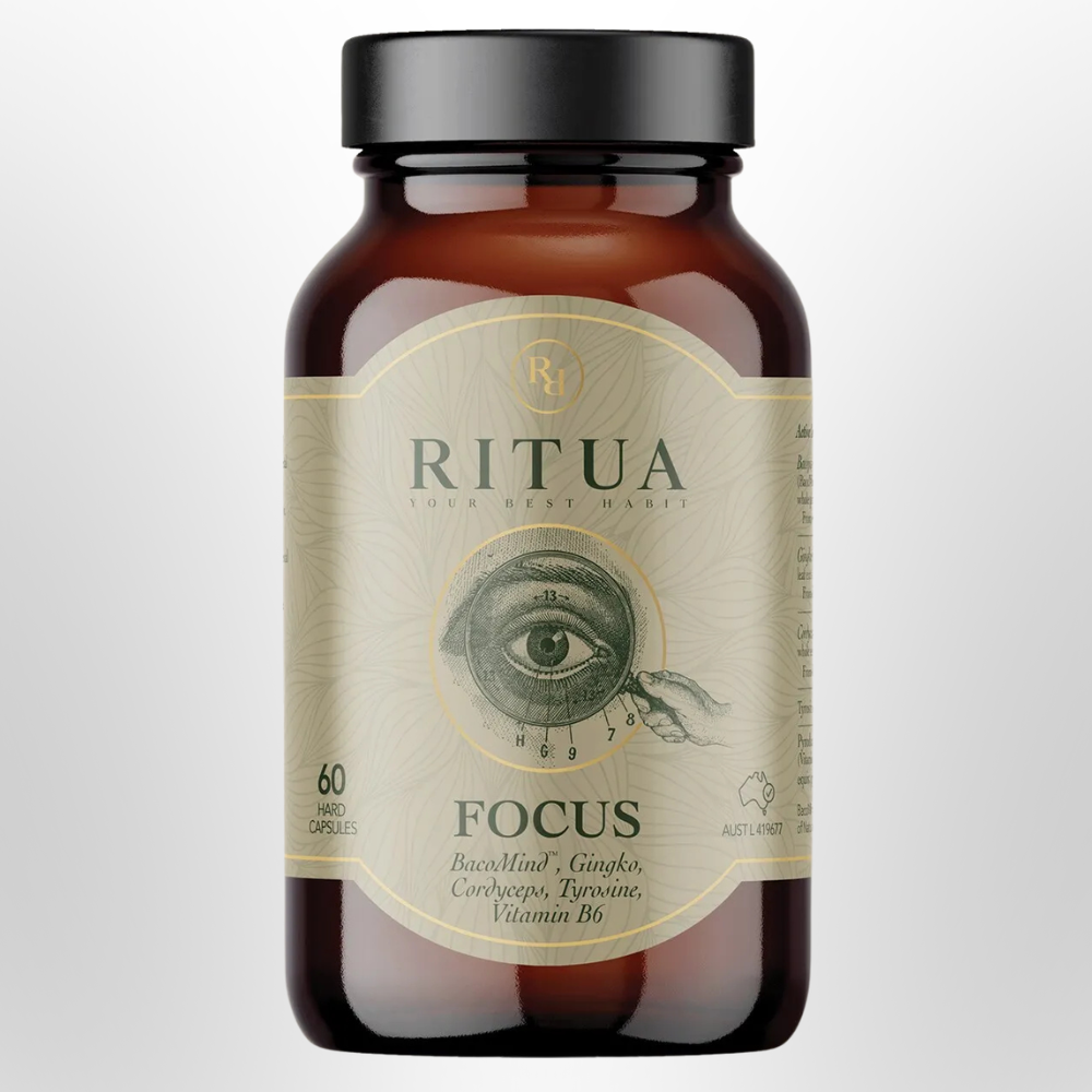 RITUA Focus BacoMind, Gingko, Cordyceps, Tyrosine, B6 60 Caps