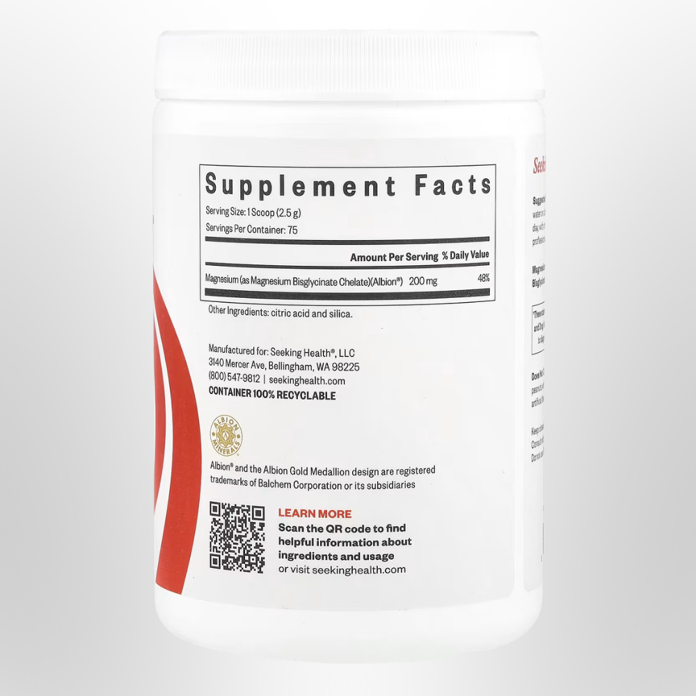 SEEKING HEALTH Magnesium Glycinate Powder 200mg 187.5g