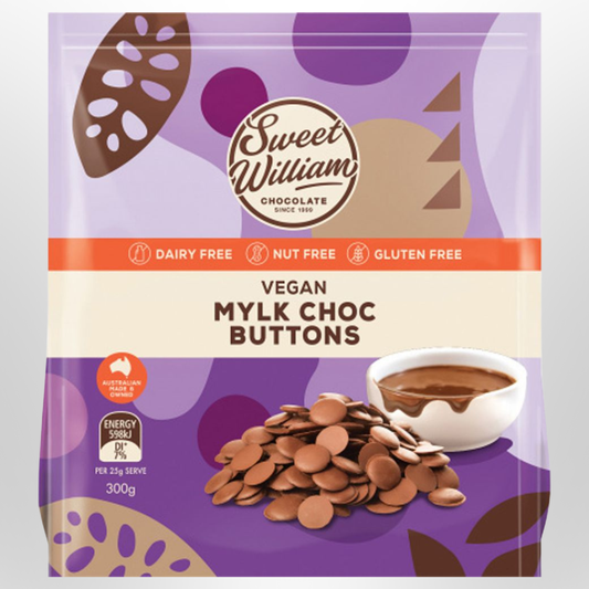 SWEET WILLIAM Dairy Free Mylk Choc Buttons 300g