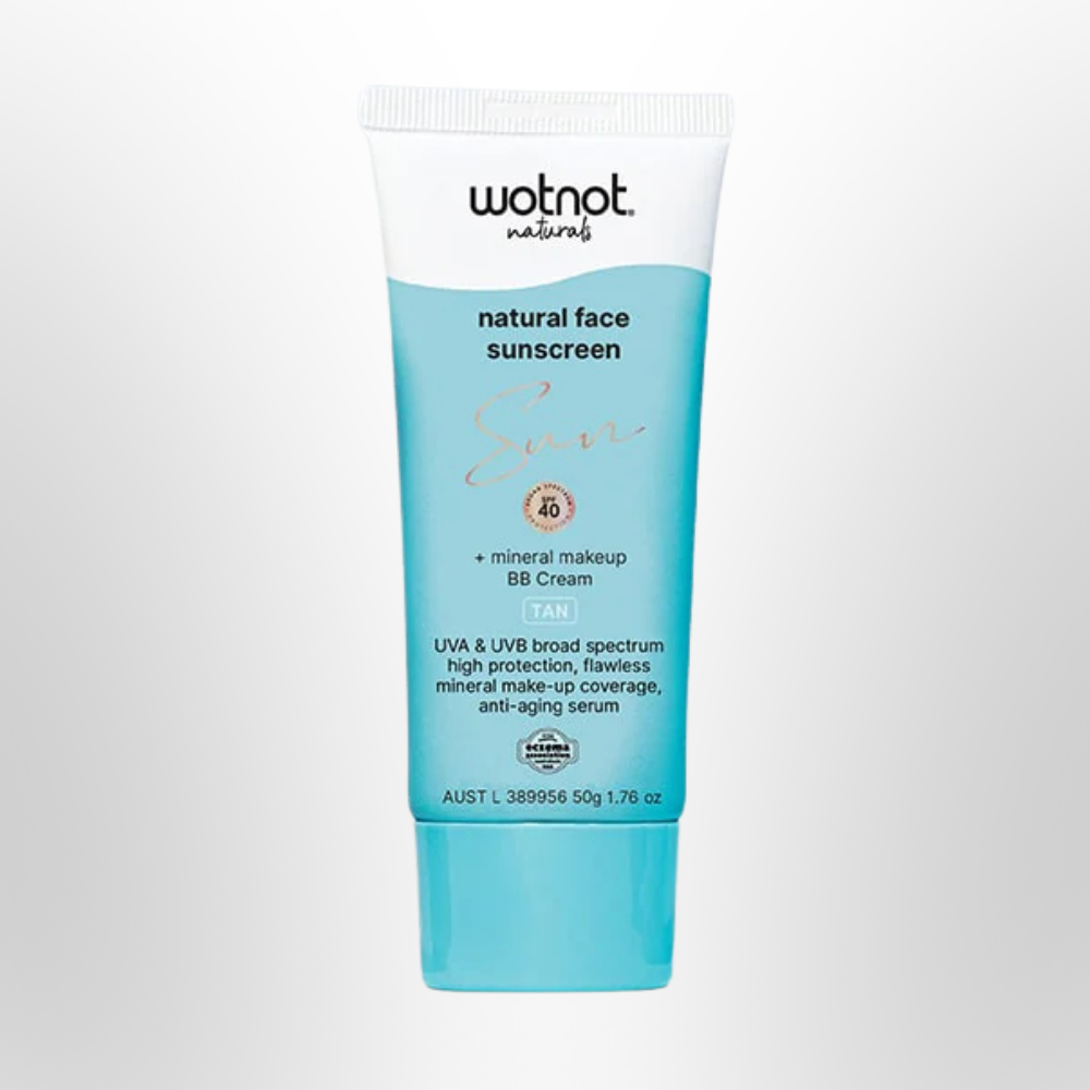 WOTNOT Sunscreen Natural SPF 40+ Mineral Makeup BB Cream Tan 60g