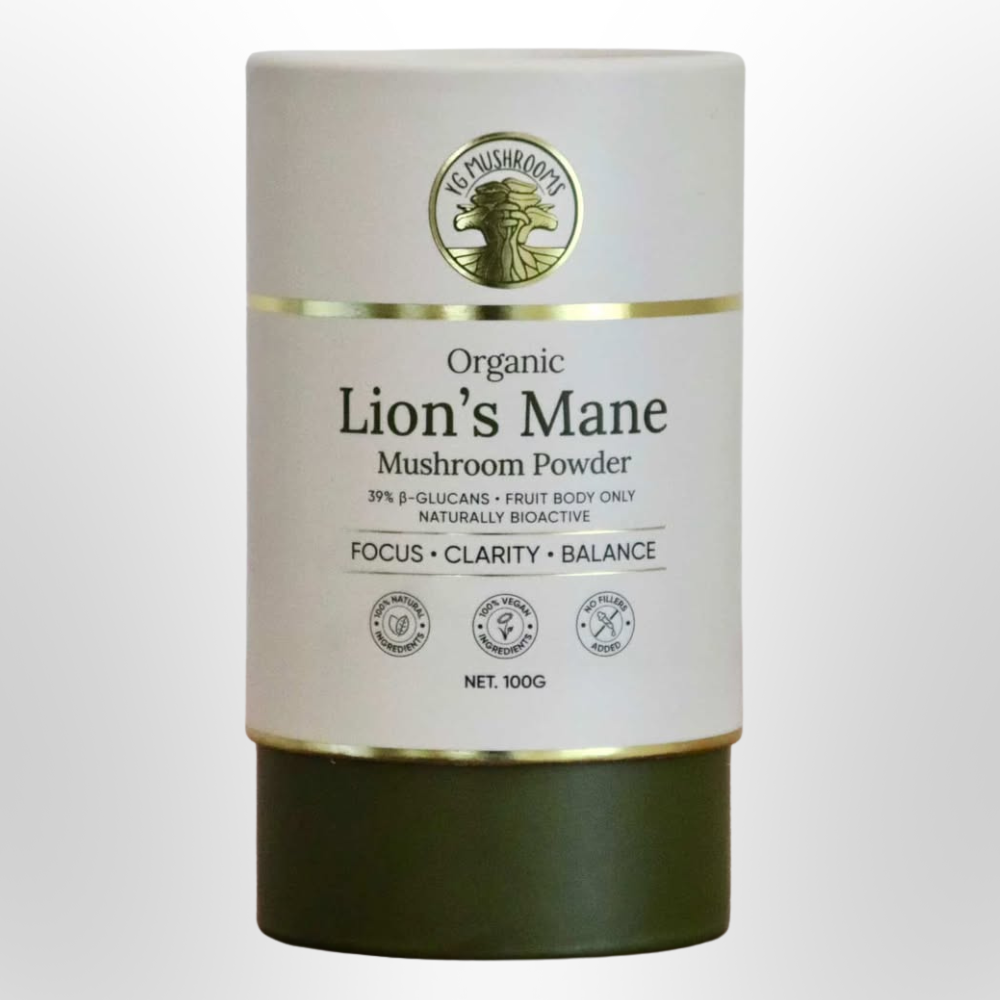YG MUSHROOMS Lions Mane Mushroom Powder Organic 100g