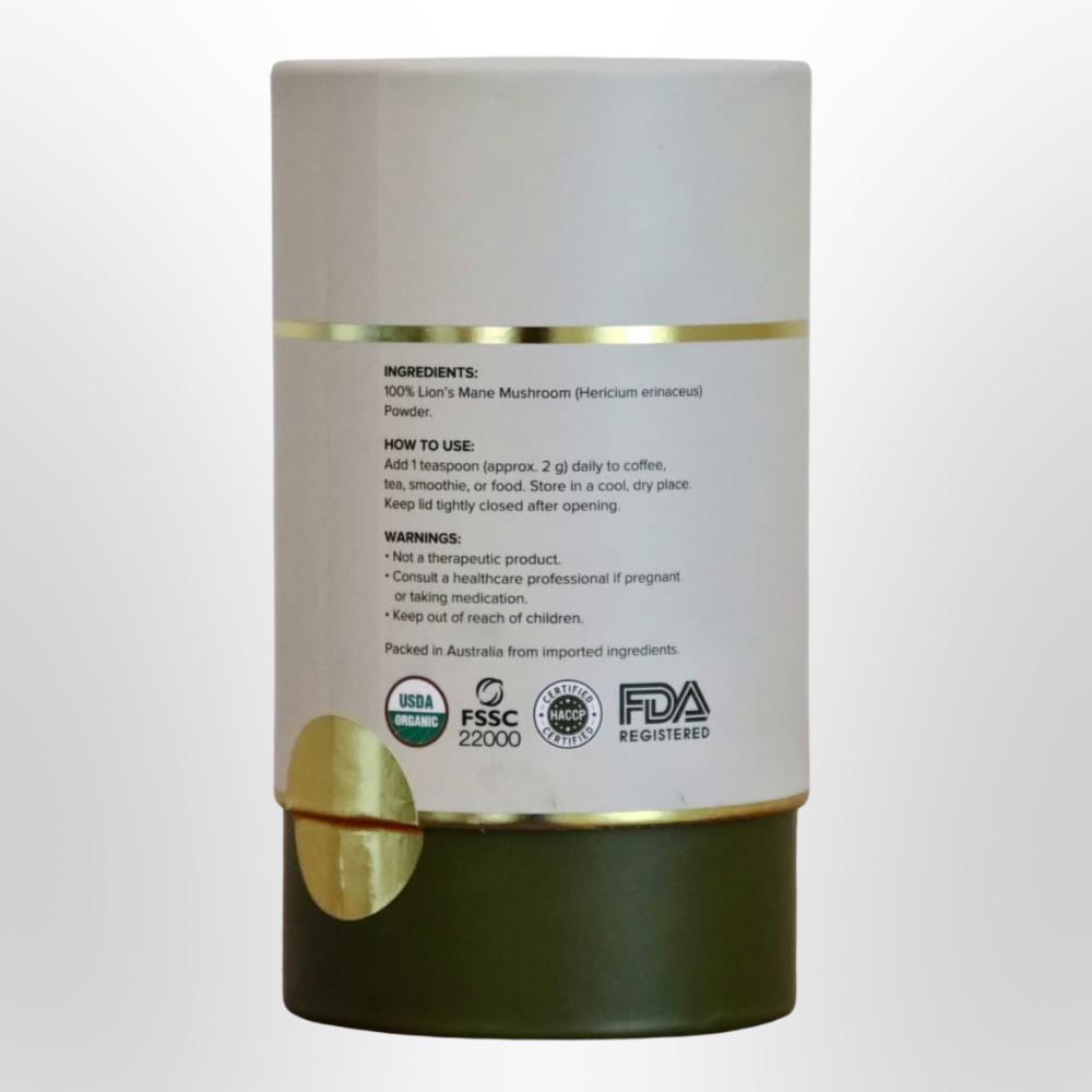 YG MUSHROOMS Lions Mane Mushroom Powder Organic 100g